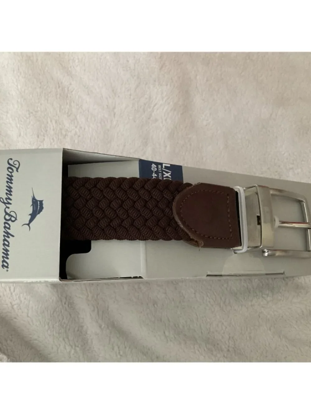 Tommy Bahama Men's Stretch Reversible Adjustable Braided Belt Brown Navy L/XL